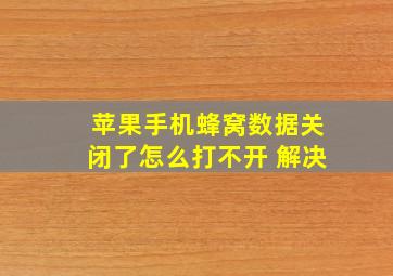 苹果手机蜂窝数据关闭了怎么打不开 解决